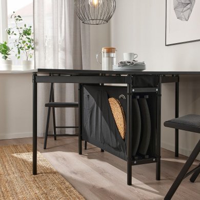 Розкладний обідній стіл KALLHALL Чорний - 5 IKEA Розкладний обідній стіл KALLHALL Чорний (ИКЕА КАЛЛХОЛЛ) 70500075 фото - 5
