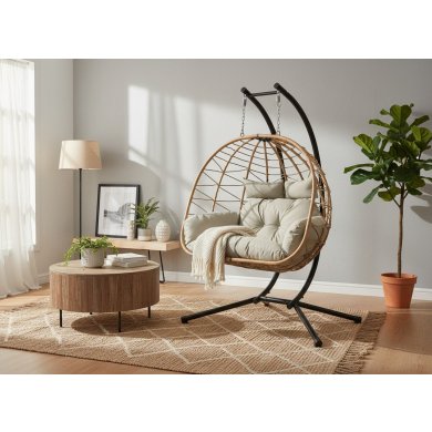 Подвесное кресло-кокон с складной корзиной Garden Line LUVO Коричневый FAT0947 фото - 3