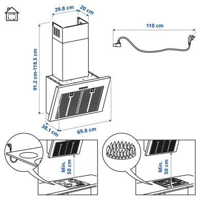 IKEA Витяжка настінна BEMOTA (ИКЕА БЕМОТ) 90389336 фото - 20
