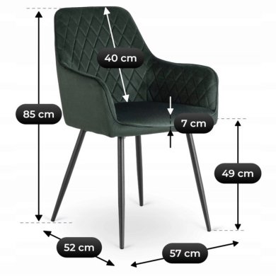 Обідній стілець Mebel Elit BRESSO Welur Зелений ME.BRESSO/Z/CZ/V/K фото - 9