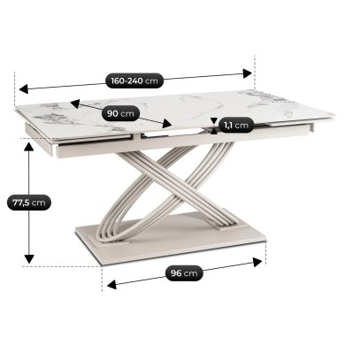 Розкладний обідній стіл Mebel Elit IBIZA Ceramic Marmur Білий ME.IBIZA/B/KASZ/S160-240 фото - 7