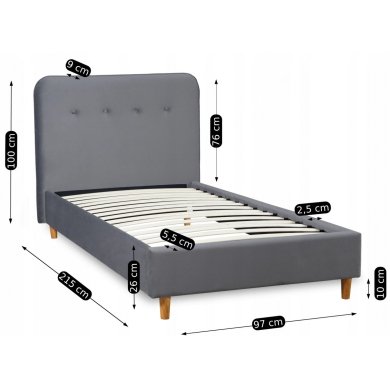 Кровать Mebel Elit DENNIS Welur 90x200 см Темно-серый - 9 Кровать Mebel Elit DENNIS Welur 90x200 см Темно-серый ME.DENNIS/90/CP/V/LOZ фото - 9