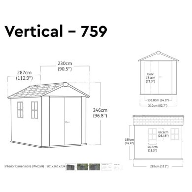 Садовый домик Keter NEWTON PLUS 230х287х246 см Серый - 11 Садовый домик Keter NEWTON PLUS 230х287х246 см Серый 259109 фото - 11