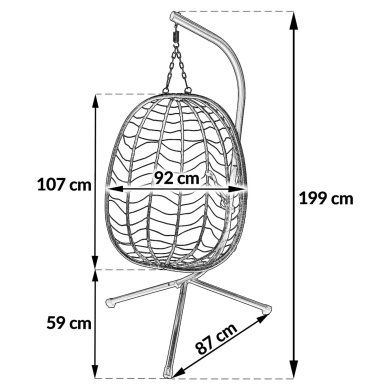 Підвісне крісло-кокон з складаним кошиком Kontrast SAN MARINO Чорний 5.01.80405 фото - 7