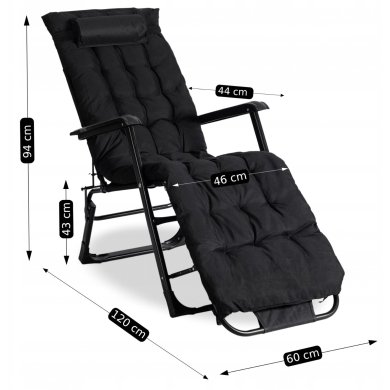 Складаний шезлонг Mebel Elit EDISON Чорний - 14 Складаний шезлонг Mebel Elit EDISON Чорний ME.EDISON/CZ/T/LOZ фото - 14