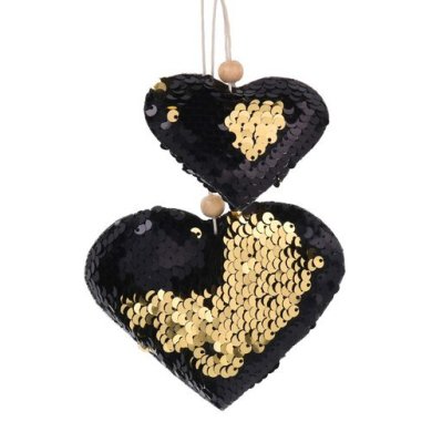 Елочная игрушка Duka Sequin Serce 11 см | Золотой / Черный 2220974 фото - 2