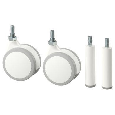 IKEA Комплект ножек и колес JONAXEL 2 шт Белый (ИКЕА ЙОНАКСЕЛЬ) 80419961