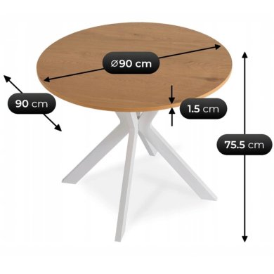 Обідній стіл Mebel Elit LAUREN 90 см Дуб - 8 Обідній стіл Mebel Elit LAUREN 90 см Дуб ME.LAUREN/D/B/S90 фото - 8