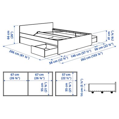 IKEA Кровать VIHALS 140x200 см Белый (ИКЕА ВИХАЛС) 99581995 фото - 5
