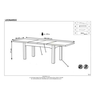 Розкладний обідній стіл Halmar LEONARDO Дуб медовий V-PL-LEONARDO-ST фото - 6