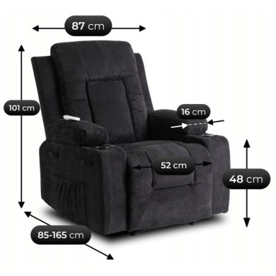 Кресло мягкое раскладное массажное с реклайнером Mebel Elit BOX 2 Черный ME.BOX2/CZ/T/FW фото - 15