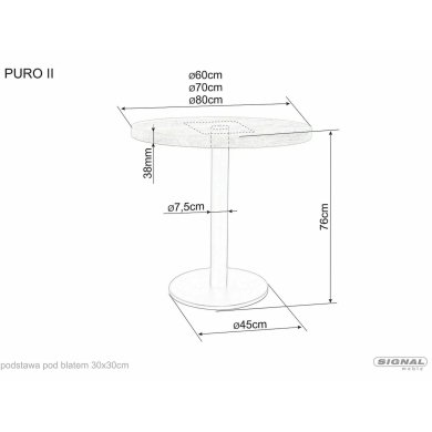 Обеденный стол Signal PURO II 60 Дуб PURO2LDCFI60 фото - 5