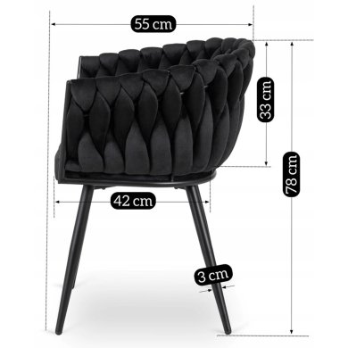 Обеденный стул Mebel Elit ELENA Welur Черный ME.ELENA/CZ/V/K фото - 11