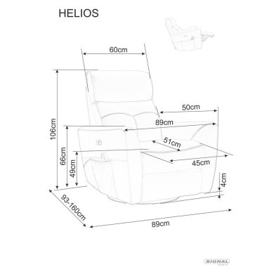 Крісло м'яке розкладне масажне з реклайнером Signal HELIOS M Помаранчевий HELIOSMSSP фото - 10