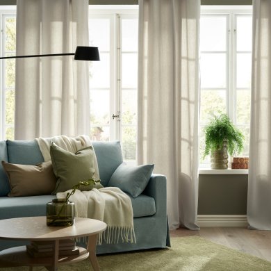 IKEA Шторы GINSTMOTT 145х300 см 2 шт Бежевый (ИКЕА ГИНСТОТТ) 70605416 фото - 2