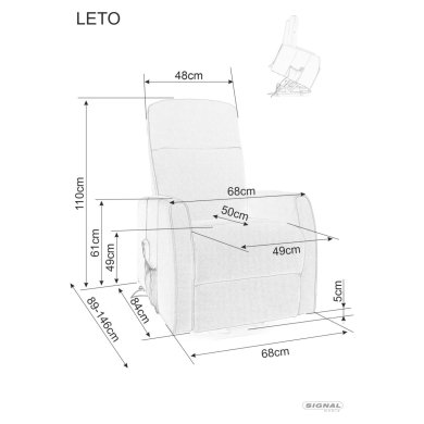 Крісло м'яке розкладне з реклайнером Signal LETO Brego Сірий LETOBRCSZ фото - 9