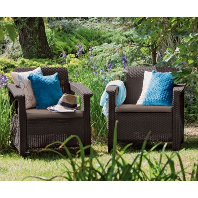 Комплект садових крісел Keter CORFU 2 шт Коричневий - 6 Комплект садових крісел Keter CORFU 2 шт Коричневий 258944 фото - 6