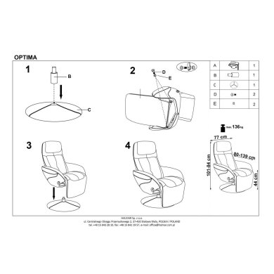 Кресло мягкое раскладное с реклайнером Halmar Optima 2 Серый - 2 Кресло мягкое раскладное с реклайнером Halmar Optima 2 Серый V-CH-OPTIMA_2-FOT-POPIELATY фото - 2