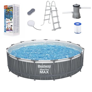 Каркасний басейн Bestway 561GD STEEL PRO MAX LED 457х107 см Сірий - 2 Каркасний басейн Bestway 561GD STEEL PRO MAX LED 457х107 см Сірий BES561GD фото - 2