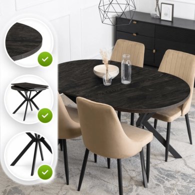 Розкладний обідній стіл Mebel Elit LUGO Чорний - 8 Розкладний обідній стіл Mebel Elit LUGO Чорний ME.LUGO/CZ/CZ/S фото - 8