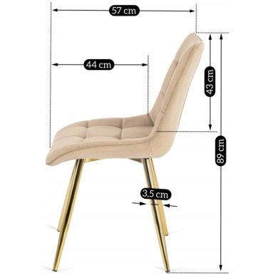 Обідній стілець Mebel Elit CARO Welur Кремовий - 5 Обідній стілець Mebel Elit CARO Welur Кремовий ME.CARO/KR/ZL/V/K фото - 5