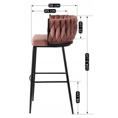 Барний стілець Mebel Elit FLORES Welur Рожевий - 12 Барний стілець Mebel Elit FLORES Welur Рожевий ME.FLORES/R/CZ/V/H фото - 12