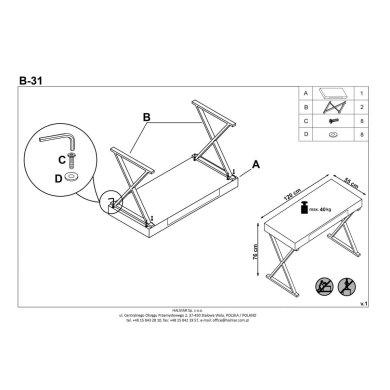 Письмовий стіл Halmar B-31 Білий V-CH-B/31 фото - 2