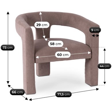 Кресло мягкое Mebel Elit LILLE Welur Коричневый ME.LILLE/BR/V/FW фото - 7