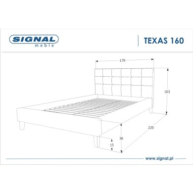 Кровать Signal Texas | 160х200 / Серый / Дуб TEXAS160SZ фото - 2