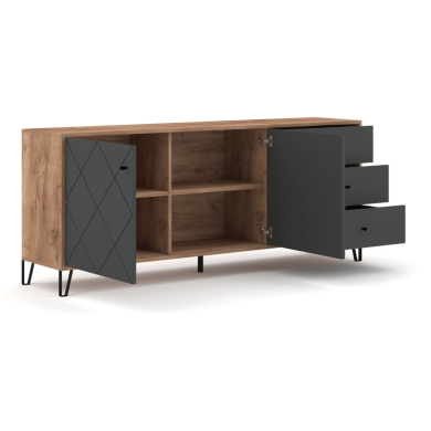 Комод Mebel Elit BACARDI 2 Графит W.BILBAO/BL6/DC/GRAF/KOM2D3S фото - 2