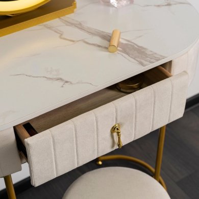 Туалетный стол c пуфом Mebel Elit ASHLEY MINI Marmur Бежевый ME.ASHLEYMINI/BZ/ZL/B фото - 6