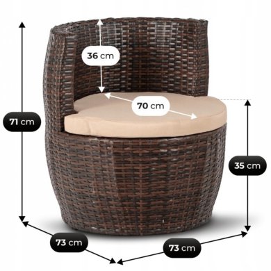 Комплект садових меблів Mebel Elit FRIO Коричневий ME.FRIO/BR/RT/OGR/ZES фото - 10