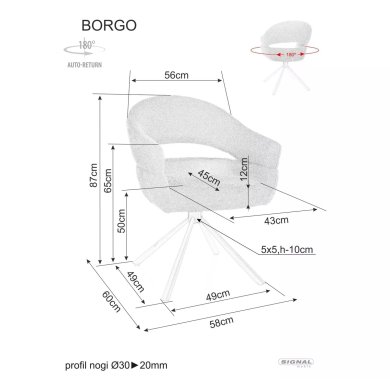 Обеденный стул поворотный Signal BORGO Raven Темно-серый BORGORCCSZ фото - 10