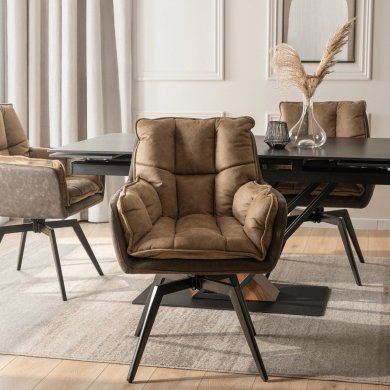 Обеденный стул поворотный Mebel Elit ISLA Welur Коричневый ME.ISLA/BR/T/CAP/V/CZ/K фото - 6