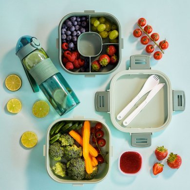 Ланч-бокс з столовими приборами Homla DELLA 1,2 л Зелений 218079 фото - 6