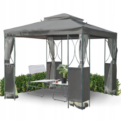 Садова альтанка з москітною сіткою Garden Line 2,5x2,5 м Сірий - 2 Садова альтанка з москітною сіткою Garden Line 2,5x2,5 м Сірий TUN3989 фото - 2