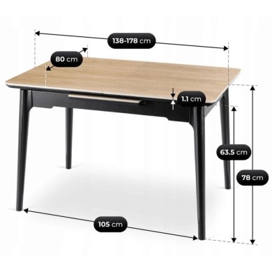 Раскладной обеденный стол Mebel Elit SAMER BIG Черный ME.SAMER/D/CZ/CER/S140-180 фото - 10
