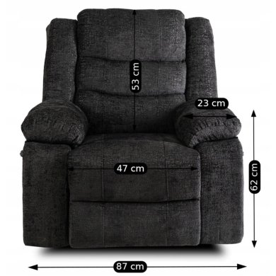 Кресло мягкое раскладное с реклайнером Mebel Elit ARTURO Welur Черный ME.ARTURO/CZ/V/FW фото - 13