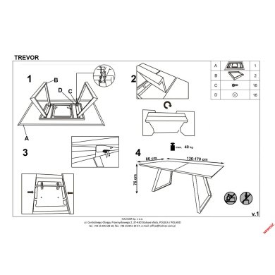 Раскладной обеденный стол Halmar TREVOR Дуб сонома V-CH-TREVOR-ST фото - 2