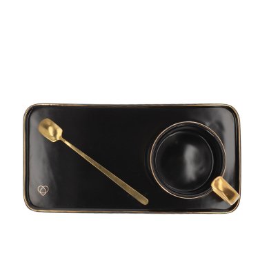 Чашка з блюдцем та ложкою Homla BOMLO 200 мл | Чорний - 3 Чашка з блюдцем та ложкою Homla BOMLO 200 мл | Чорний 200835 фото - 3