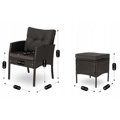 Комплект садовой мебели Mebel Elit ATLANTA Черный ME.ATLANTA/CZ/RT/OGR/ZES фото - 12