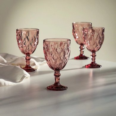 Набір келихів для вина Homla LUNO 340 мл 4 шт Рожевий 239818 фото - 5