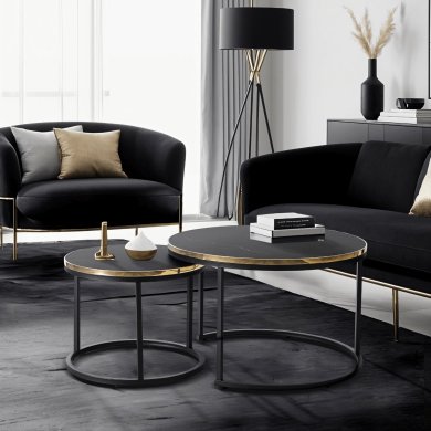 Комплект журнальних столів Mebel Elit ARON Marmur Чорний - 6 Комплект журнальних столів Mebel Elit ARON Marmur Чорний ME.ARON/CZ/ZL/L фото - 6