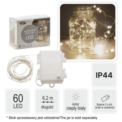 Новогодняя гирлянда Chomik 60 LED 4,3 м Теплый-белый LED2650 фото - 4