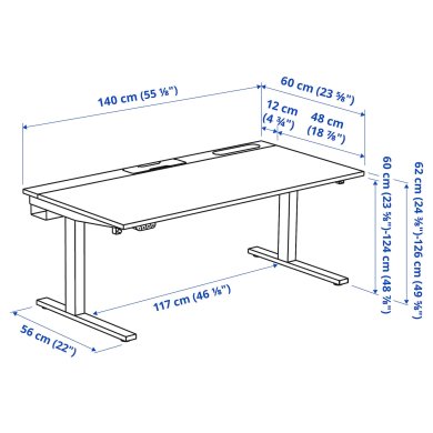 IKEA Письмовий стіл для роботи сидячи/стоячи MITTZON Дуб (ИКЕА МИЦОН) 29528299 фото - 7