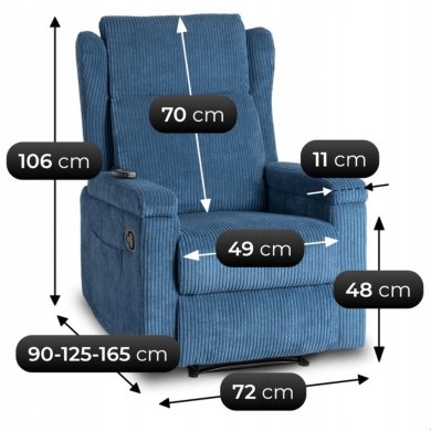 Кресло мягкое раскладное массажное с реклайнером Mebel Elit SEBASTIAN Velvet Синий ME.SEBASTIAN/GR/SZTR/FW фото - 16