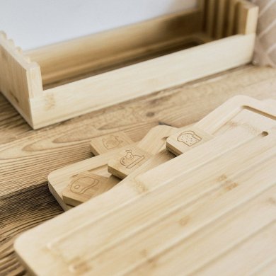 Набор разделочных досок с подставкой Homla BAMBOU 30,5x26 см Дерево 229189 фото - 5