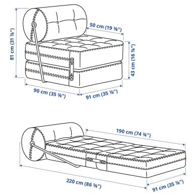 IKEA Кресло мягкое раскладное VARKUMLA Синий (ИКЕА ВАРКУМЛА) 80587704 фото - 8