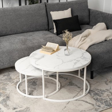 Комплект журнальных столов Mebel Elit JOE MAX Marmur 2 шт Белый - 8 Комплект журнальных столов Mebel Elit JOE MAX Marmur 2 шт Белый ME.MAXJOE/BM/B/L фото - 8