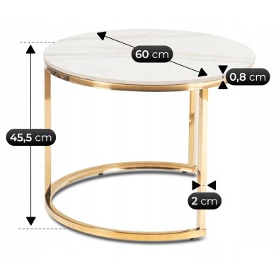 Комплект журнальних столів Mebel Elit MILANO S Ceramic Marmur 2 шт Білий ME.MILANO60/BM/ZL/L фото - 6